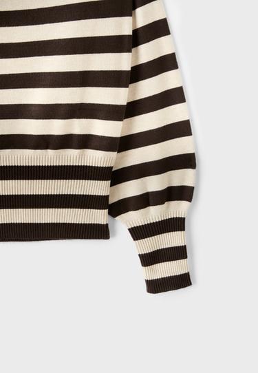 Asymmetric ribbed hem knit jumper — Brown 9