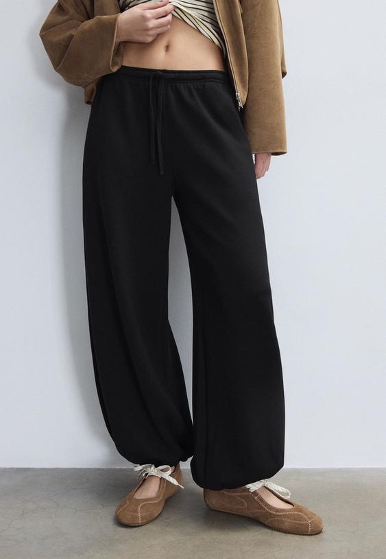 yumusak dokulu balon jogger pantolon