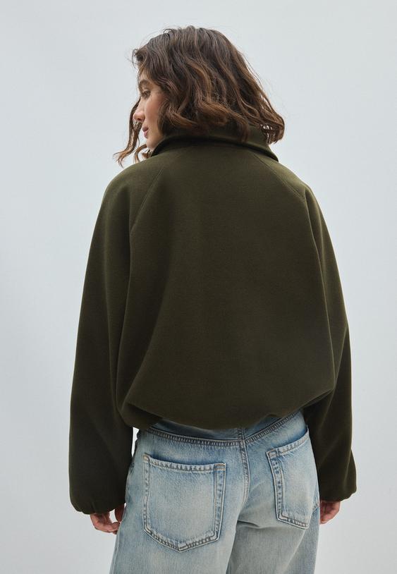 Stradivarius Soft-Touch Bomber Jacket Khaki M
