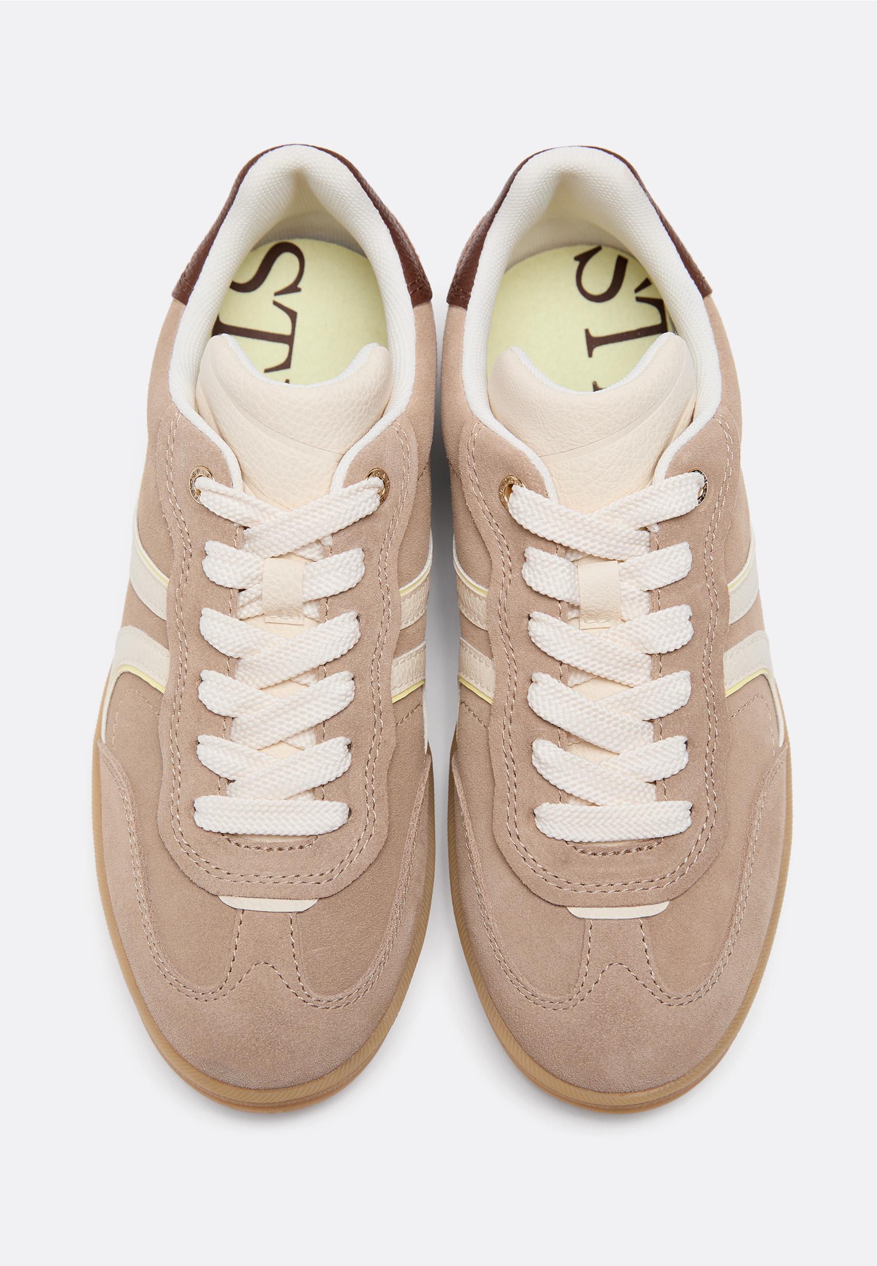 Casual leather trainers — BEIGE