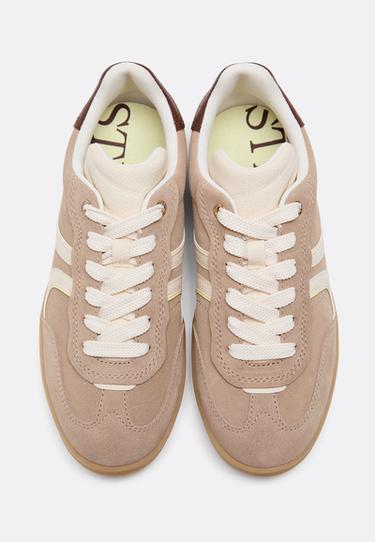 Casual leather trainers — BEIGE 3