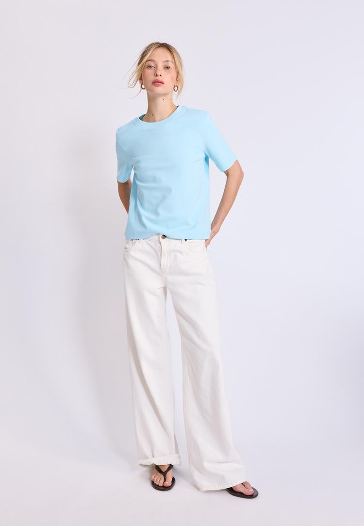 Stradivarius Basic T-Shirt Regular Fit Heavy Weight Turkoois S