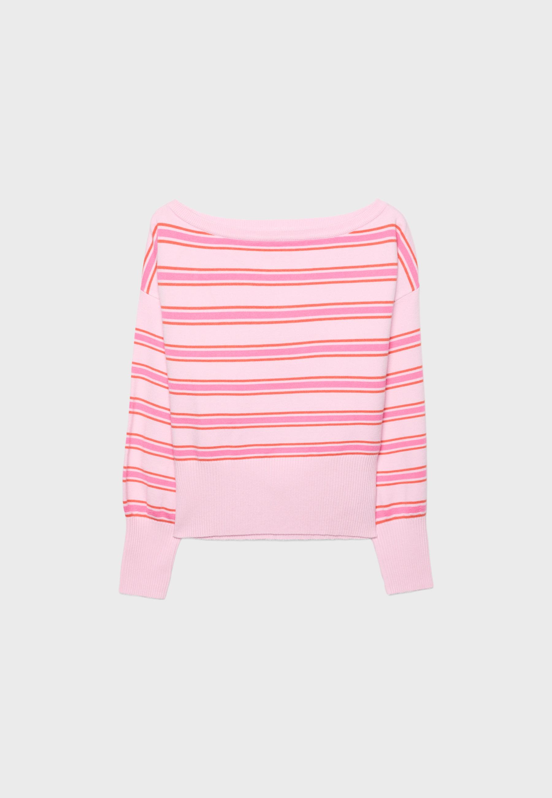 Asymmetric ribbed hem knit jumper — Pastel pink