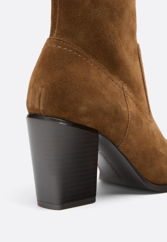 Stradivarius Δερμάτινα Μποτίνια Cowboy Με Τακούνι Δέρμα 38