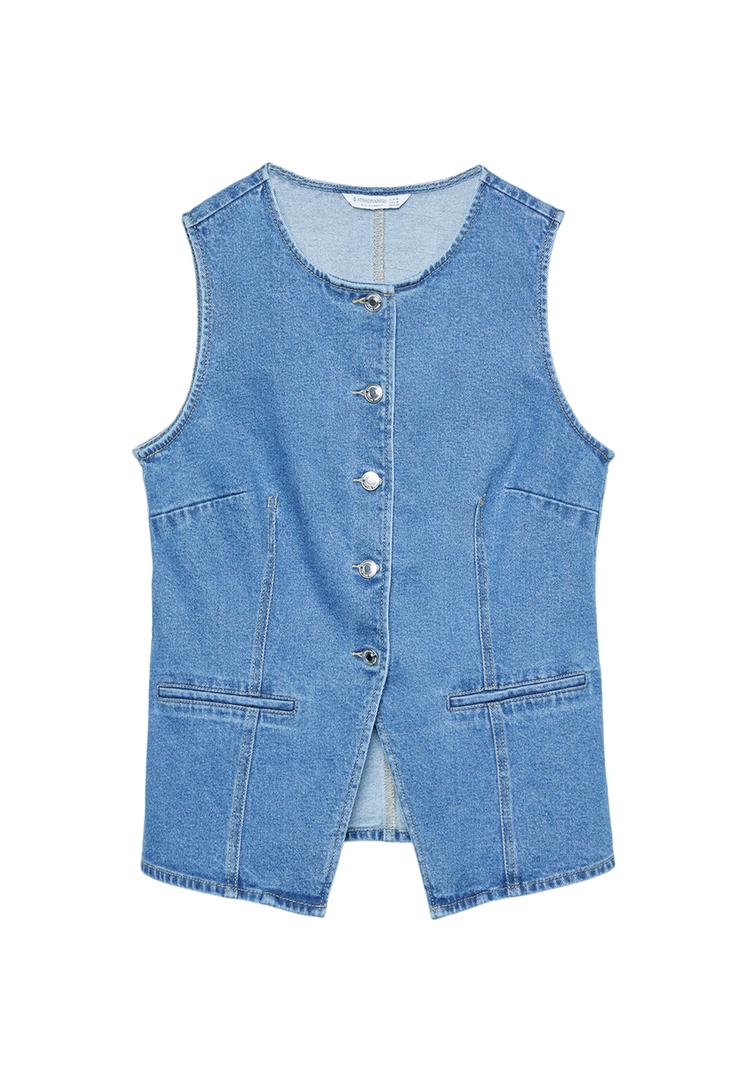 Düğmeli denim top_2
