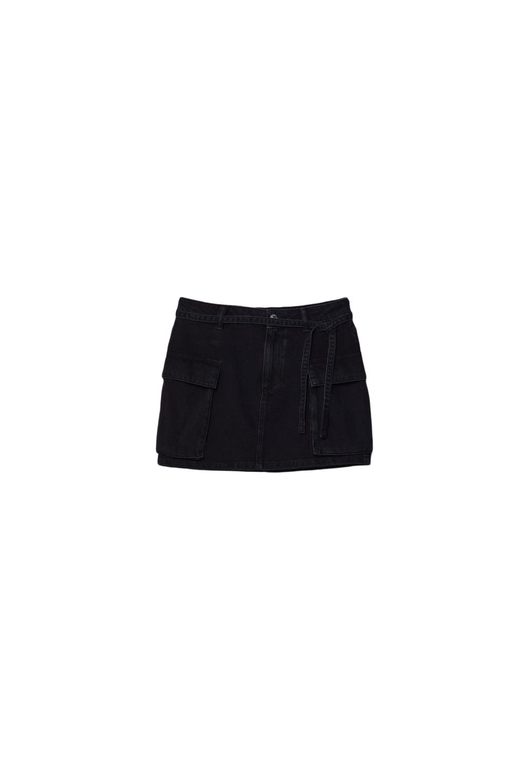 D66 Mini-jupe cargo en denim