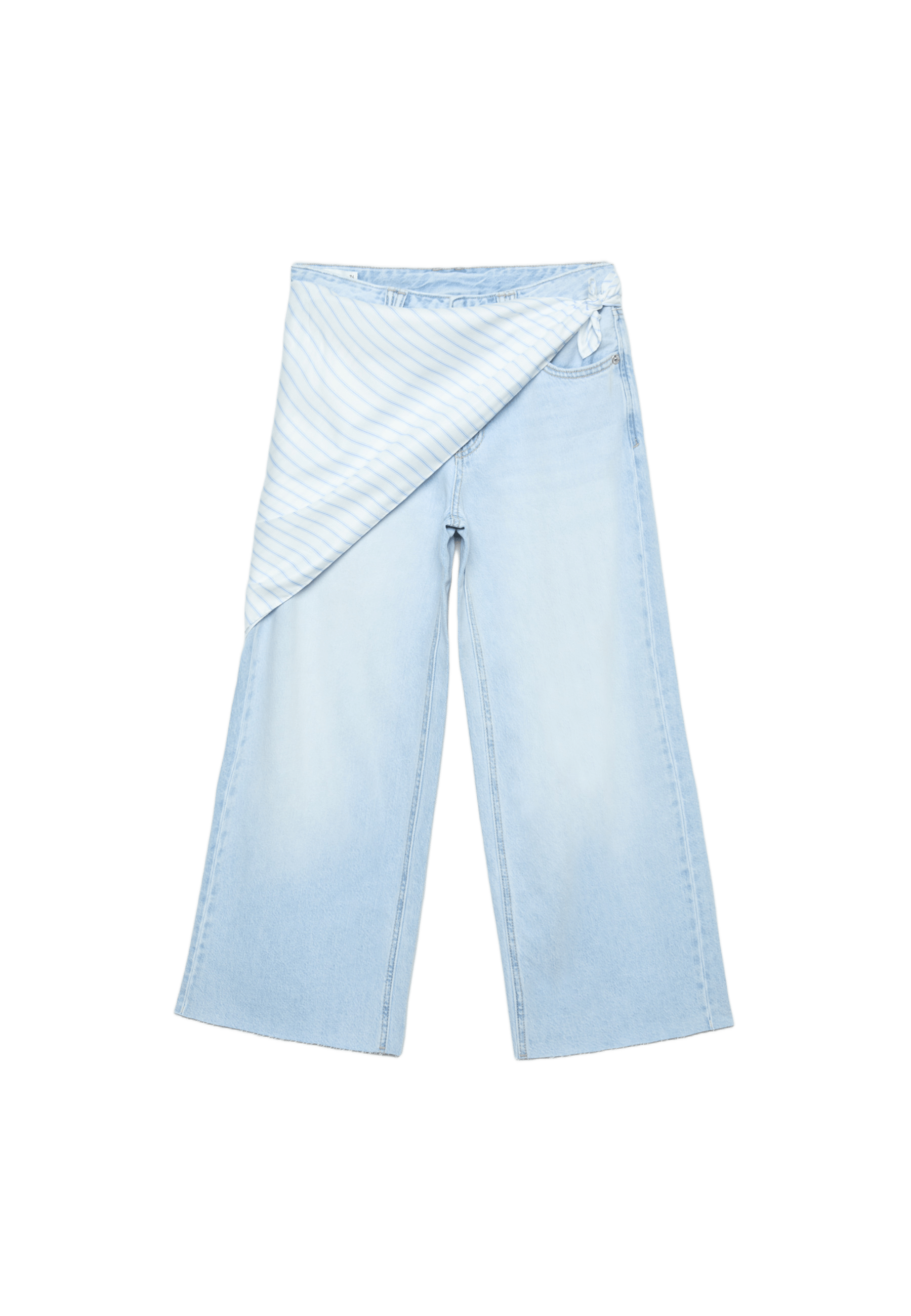 Culotte jeans with scarf detail — MEDIUM LIGHT BLUE DENIM