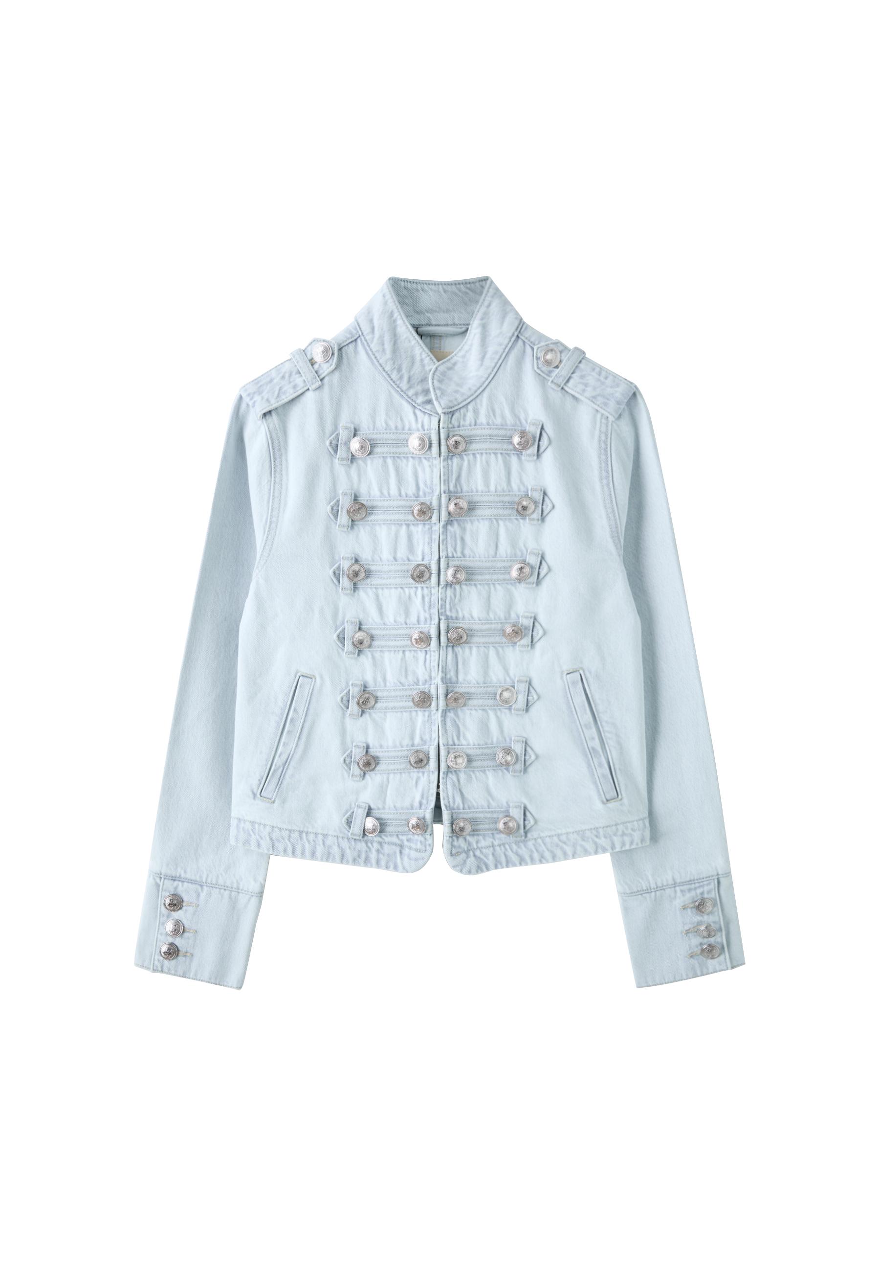 Fitted 100% cotton jacket — MEDIUM LIGHT BLUE DENIM