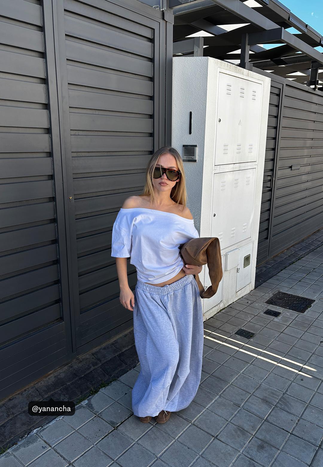 Balloon jogger trousers with toggles — Grey melange