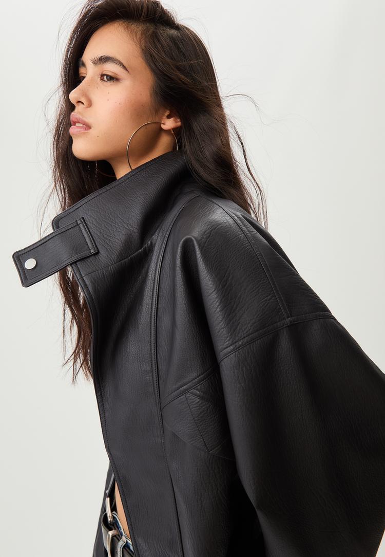 oversize faux leather jacket