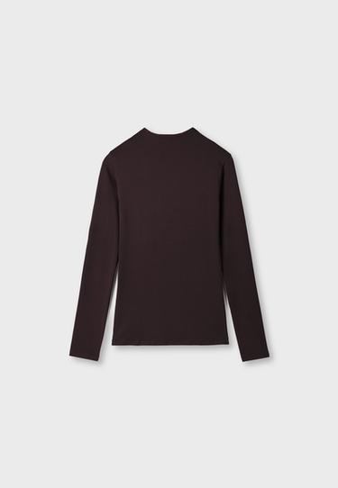 Basic funnel neck T-shirt — Brown 7