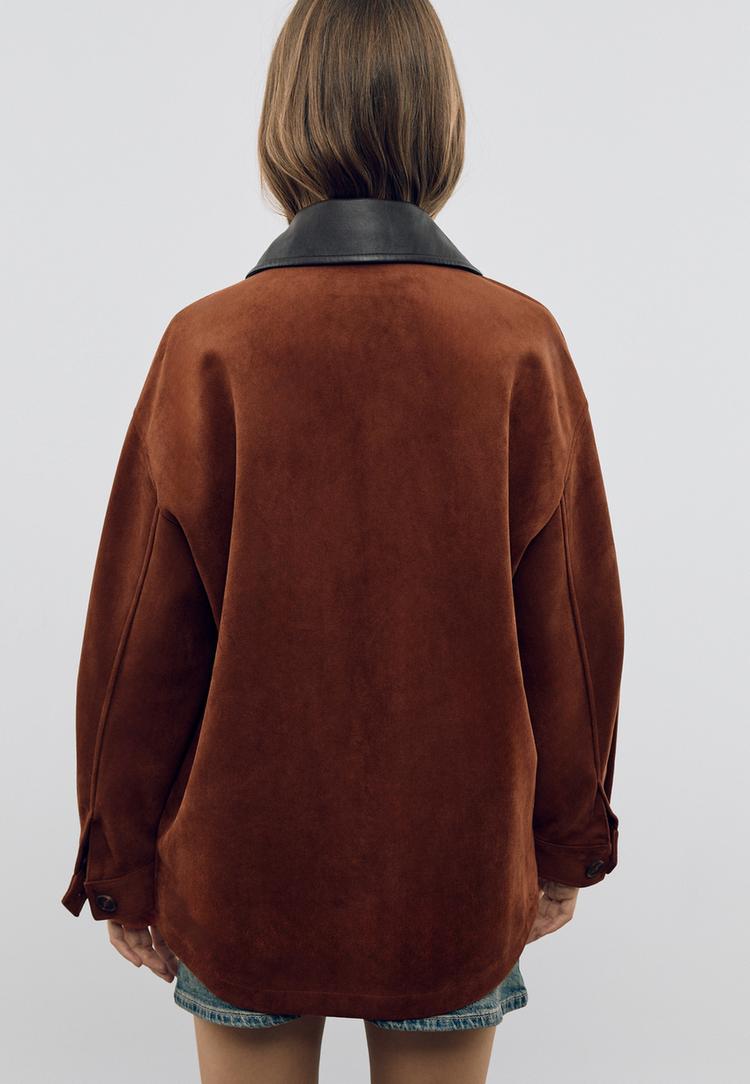 faux suede jacket with toggles