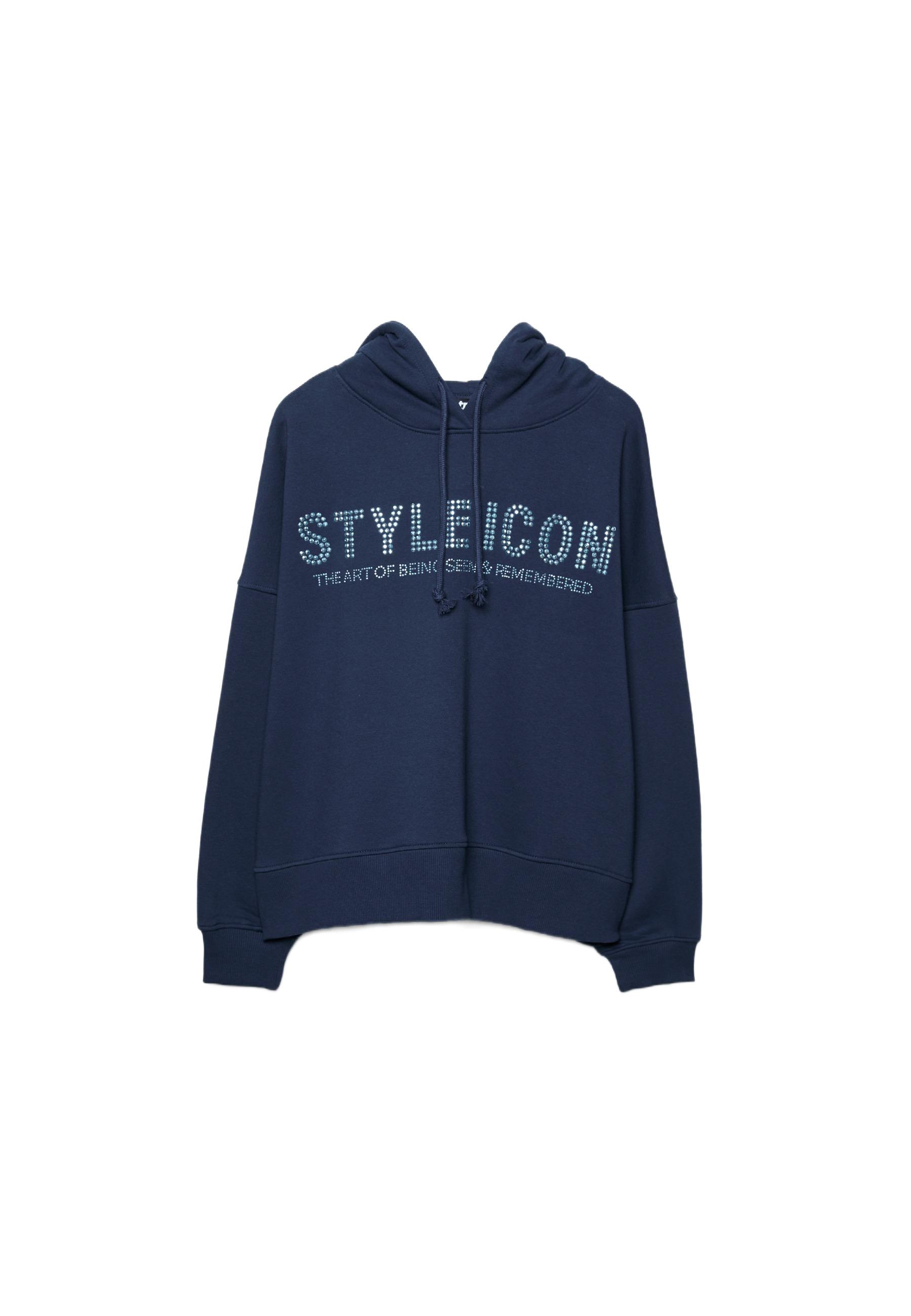Hoodie with rhinestones — Navy blue