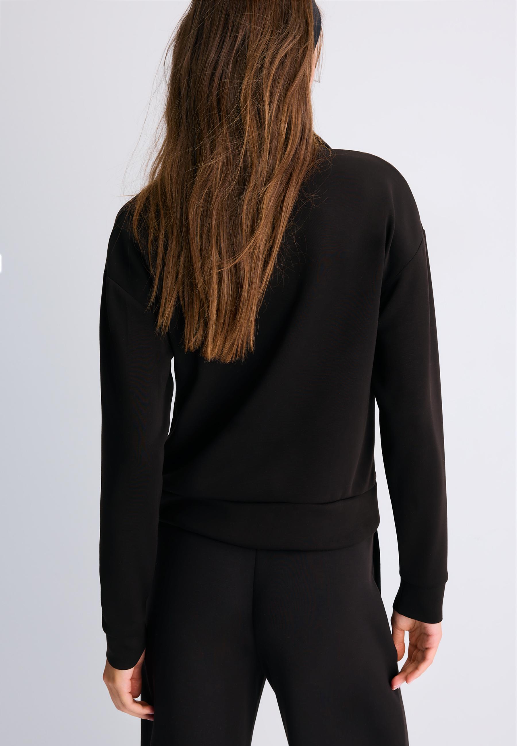 Soft-touch zip-up sweatshirt — Black