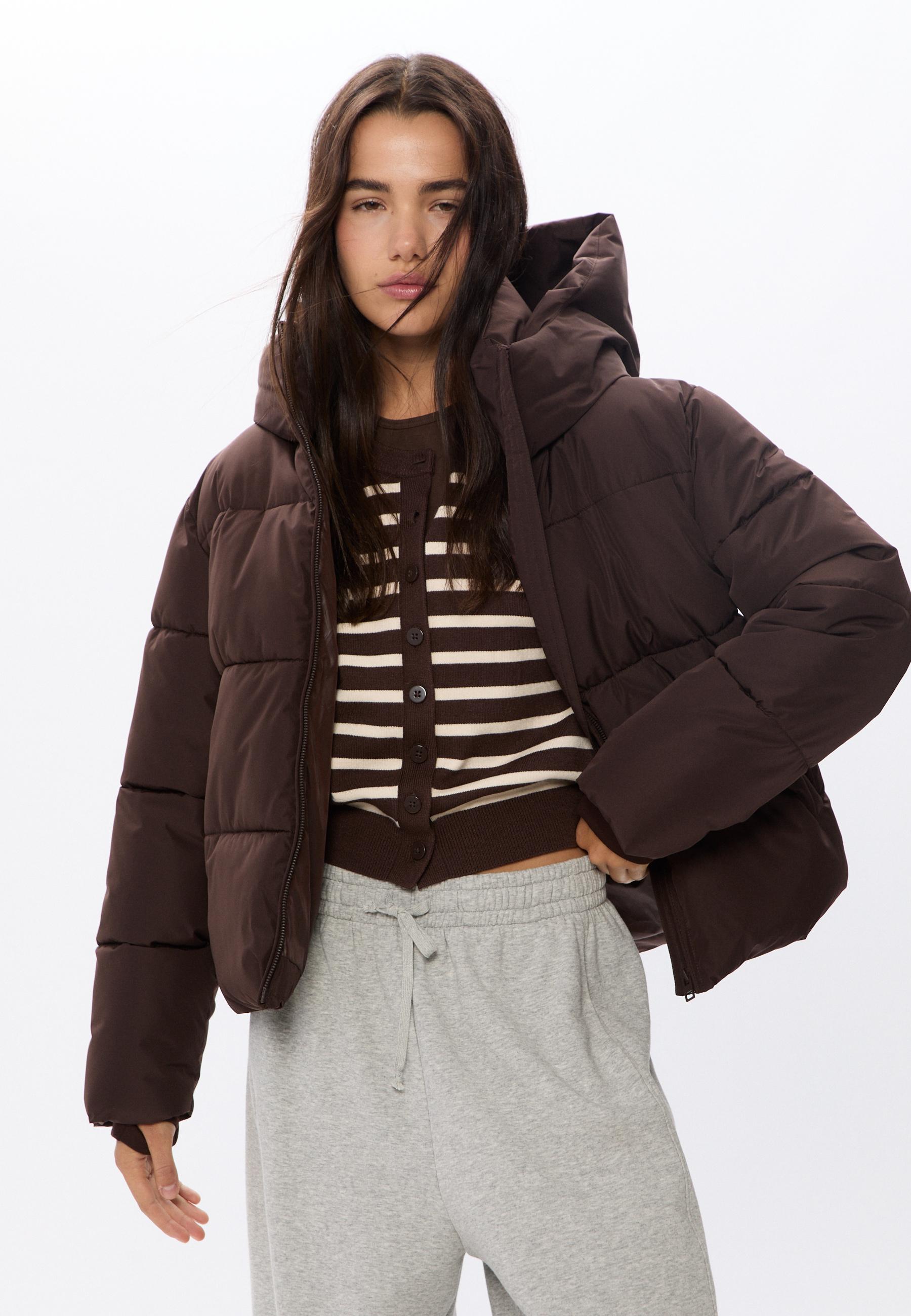 Basic kapüşonlu şişme mont - Görsel 2