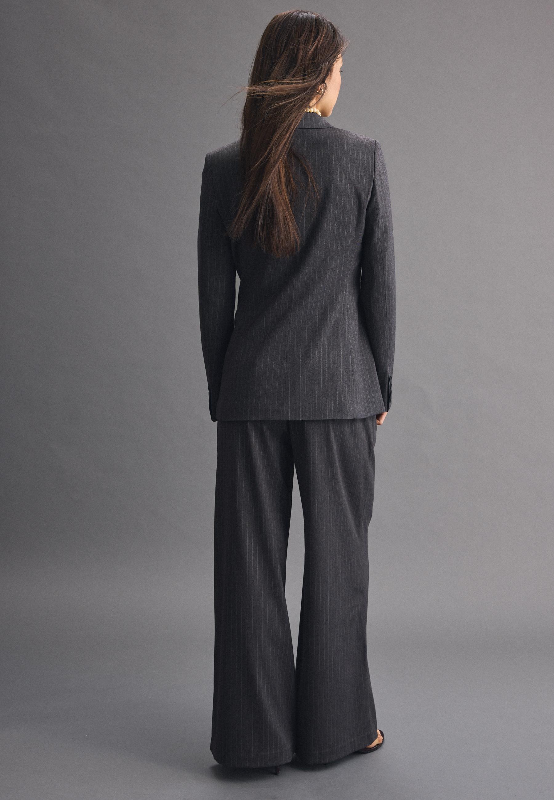 Striped wide-leg trousers — Grey