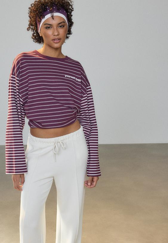 calcas jogger de perna larga com nervura e toque suave l04512257
