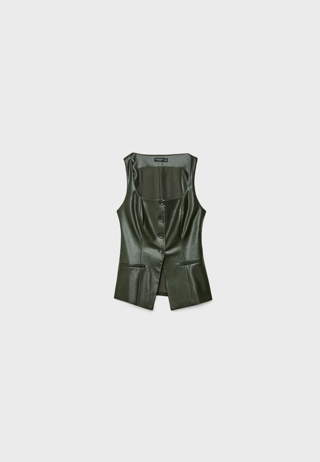 Top escote cuadrado efecto piel