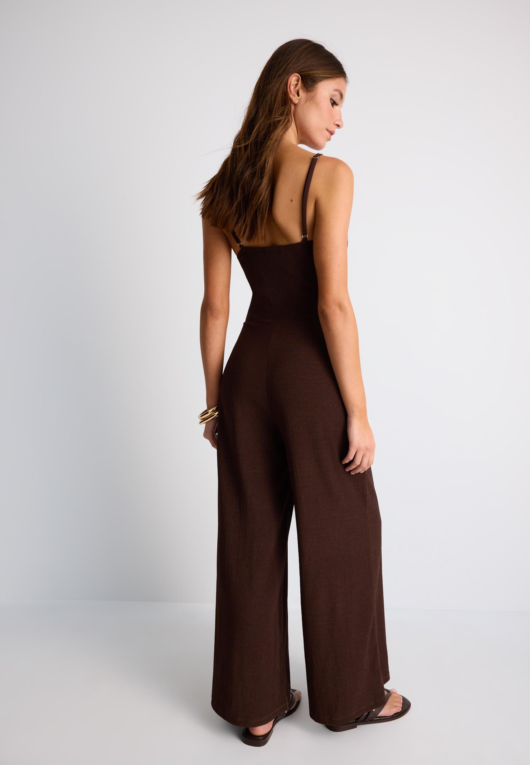 Flowing strappy jumpsuit — Brown