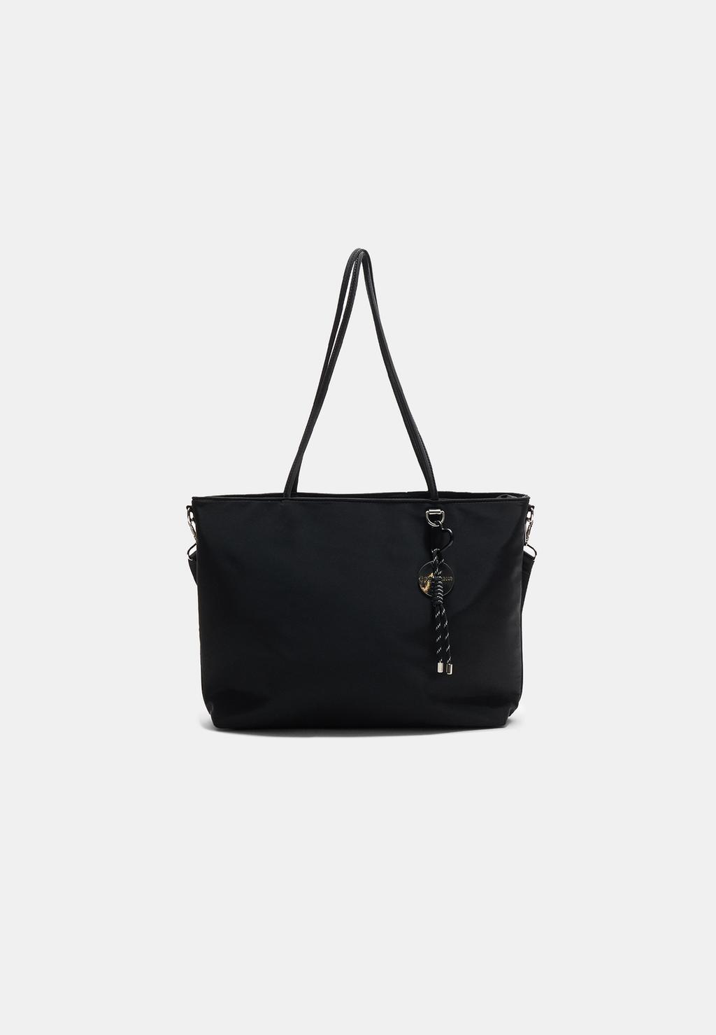 Fabric shopper bag with charm