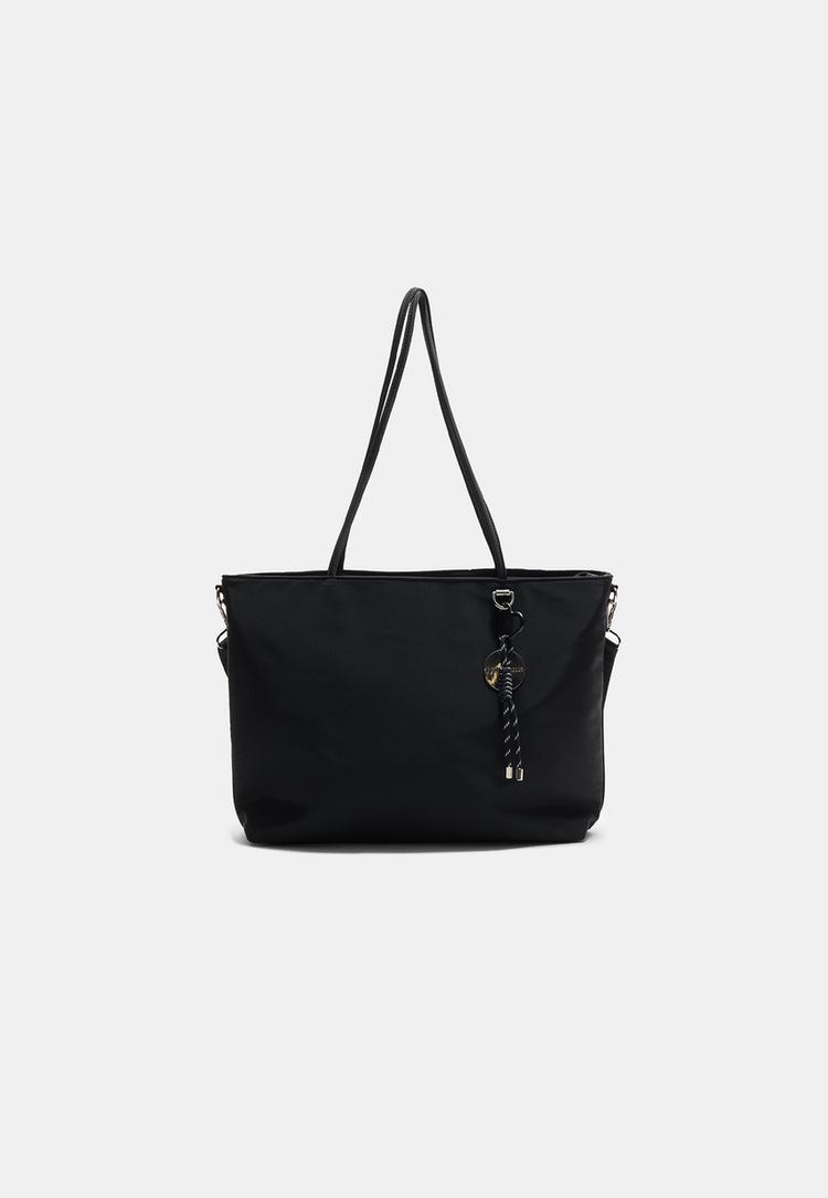 Shopper bag with charm — Black