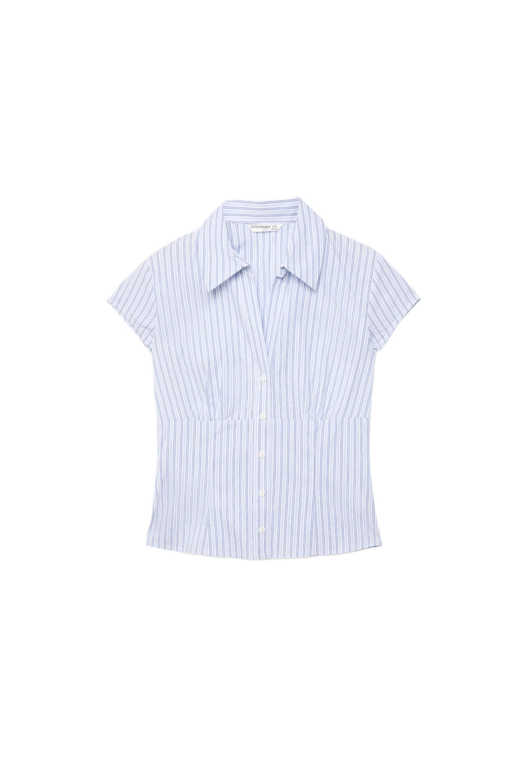 Short sleeve shirt with underbust seam — Sky blue