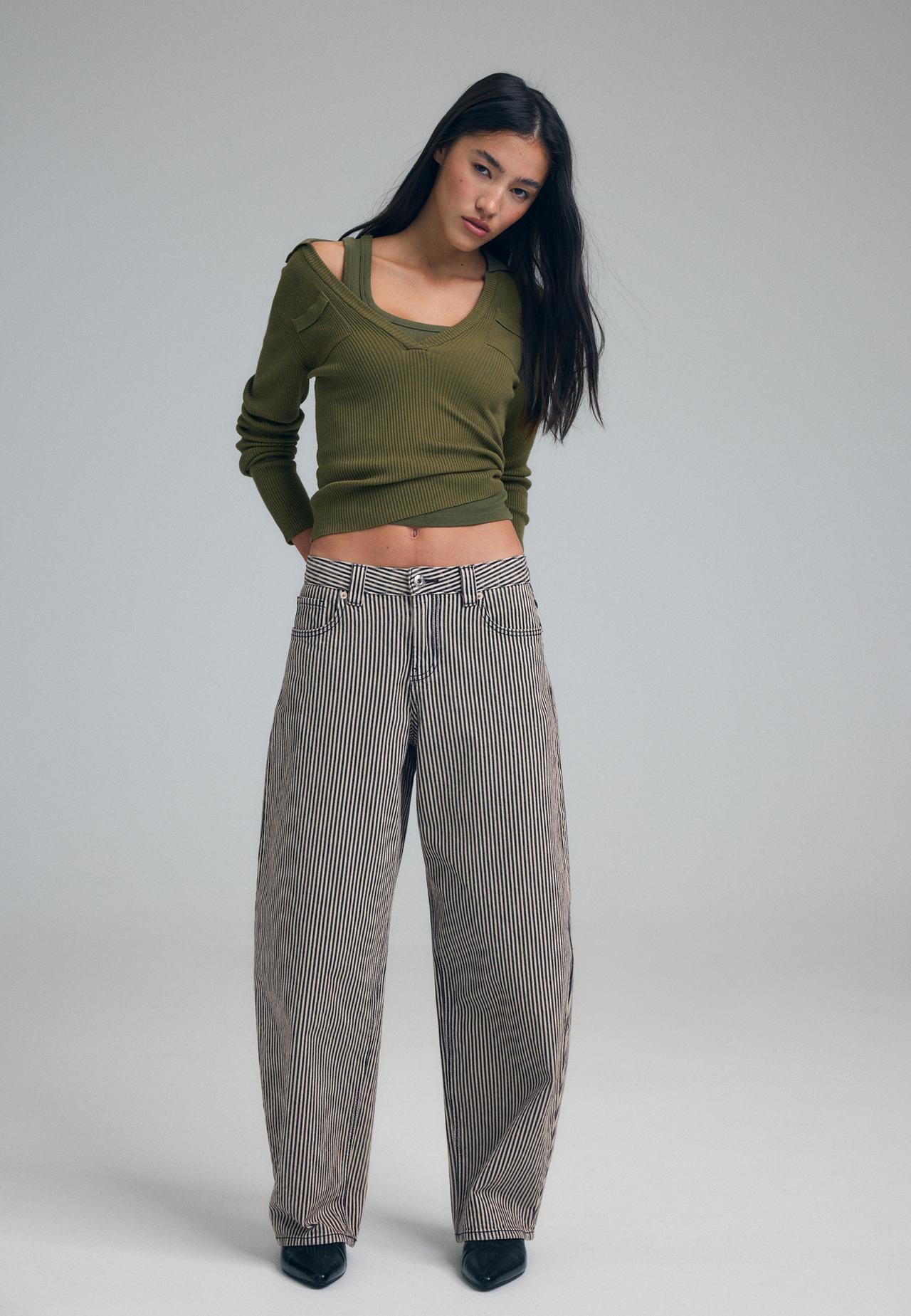 D80 Striped barrel jeans — Dark grey