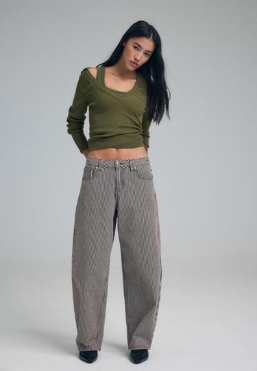 D80 Striped barrel jeans — Dark grey 1