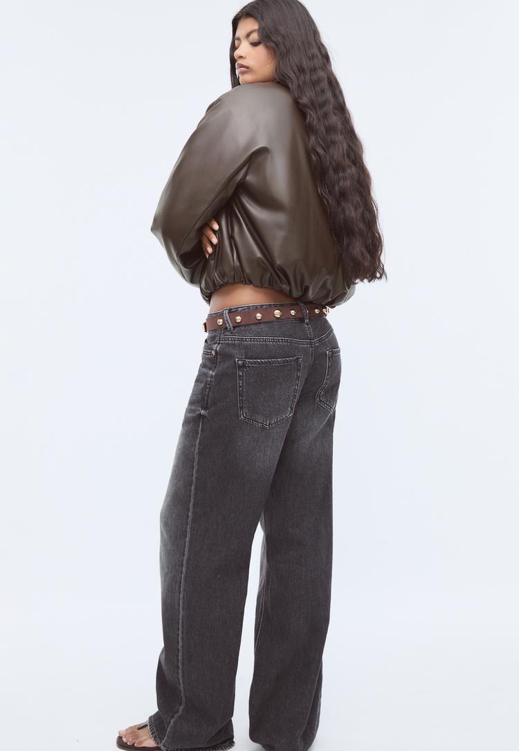 faux leather quilted bomber jacket