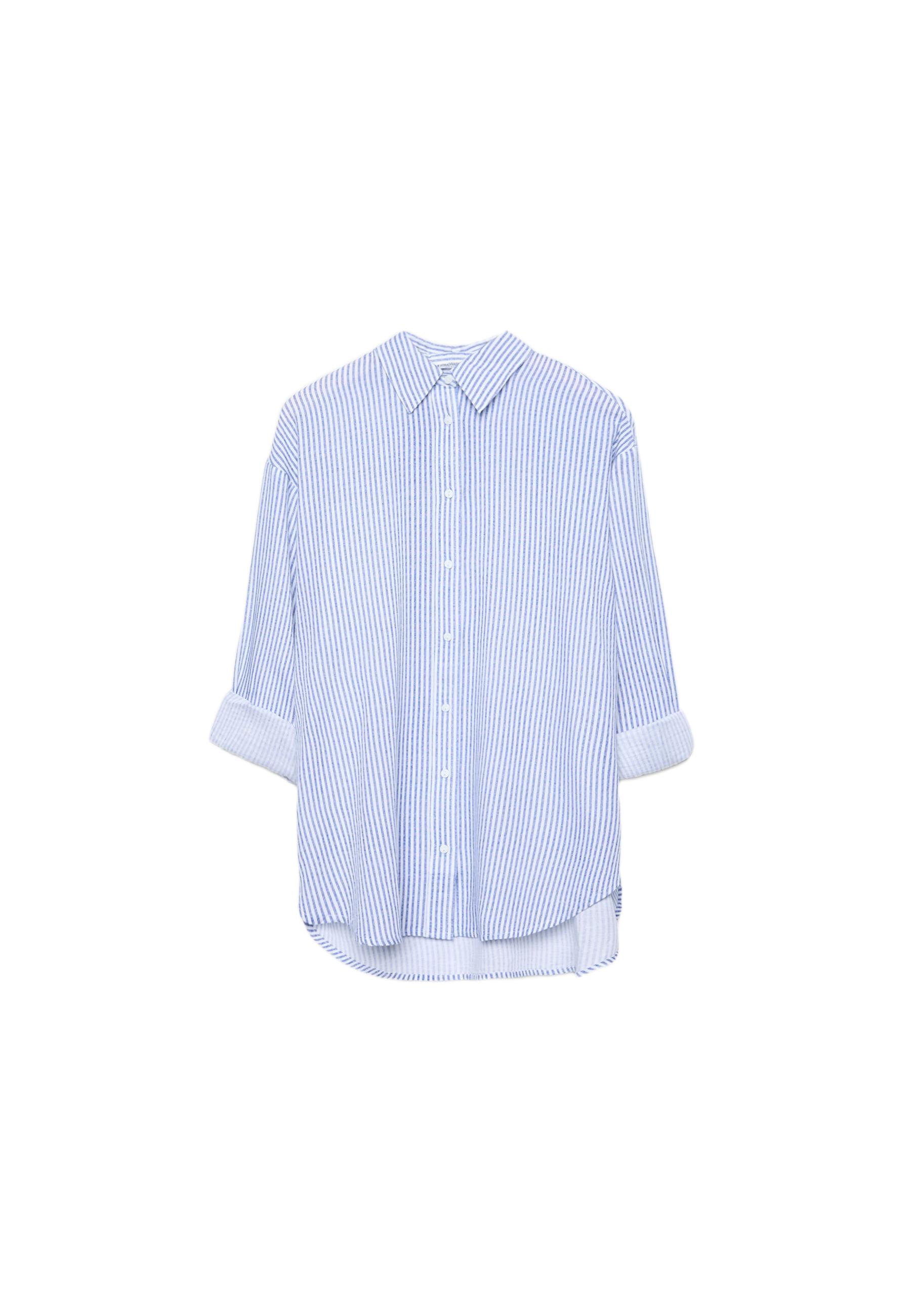 Linen-effect shirt — Dark blue