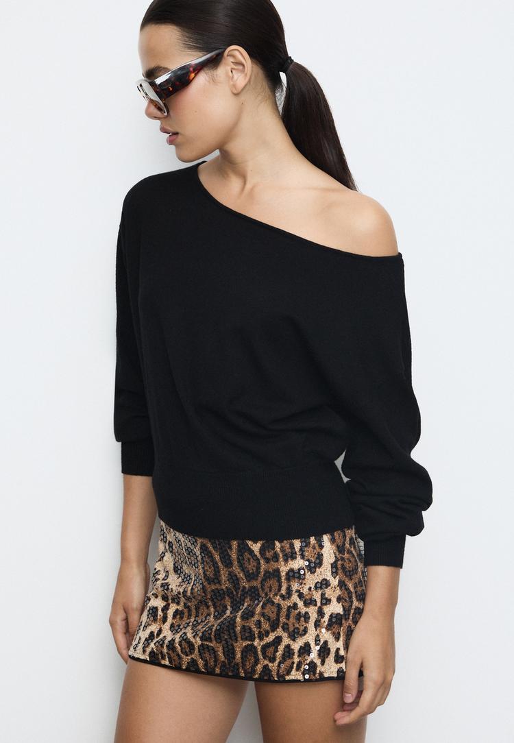 falda pantalon mini lentejuelas leopardo
