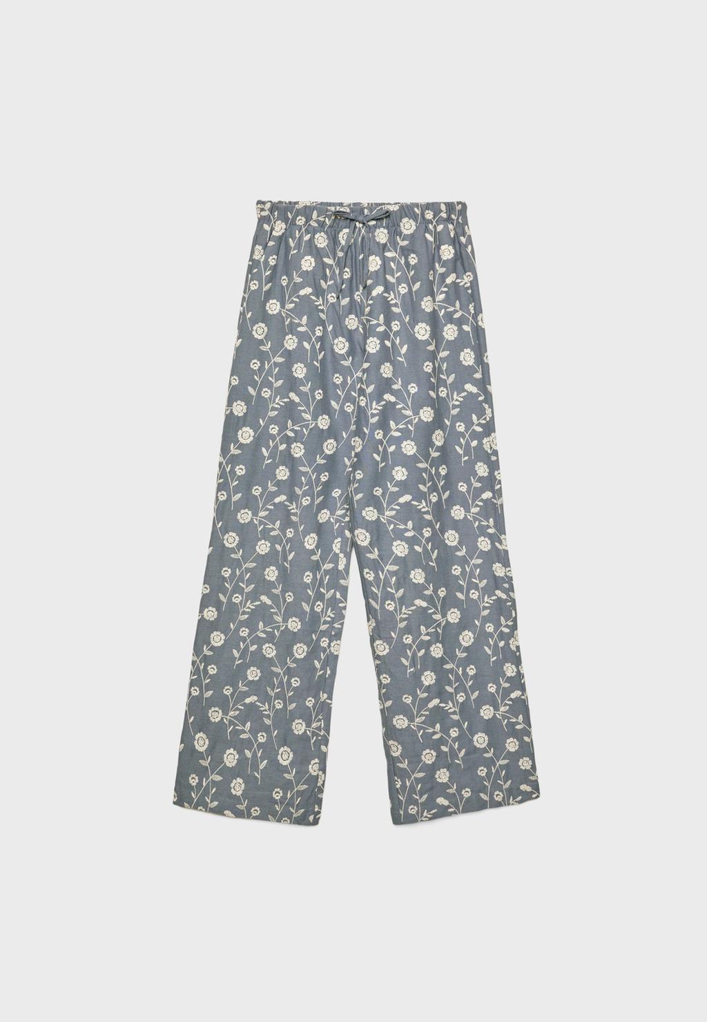 Jupe-culotte brodée en lin