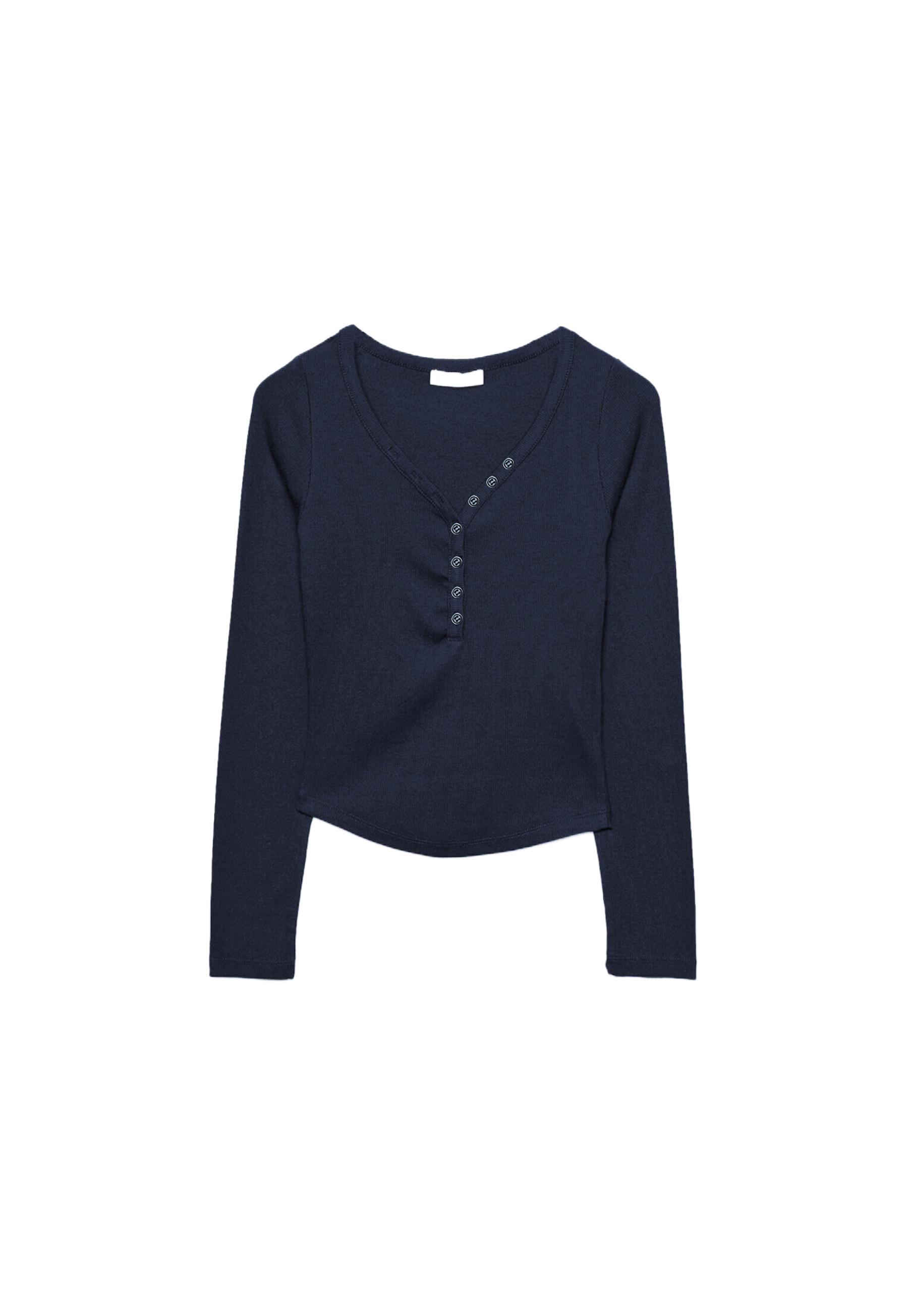 Blouse with buttons — Navy blue