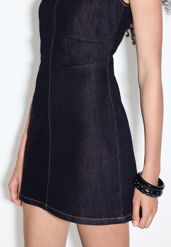 Stradivarius Robe Courte En Jean Denim Overdyed Délavé Xs