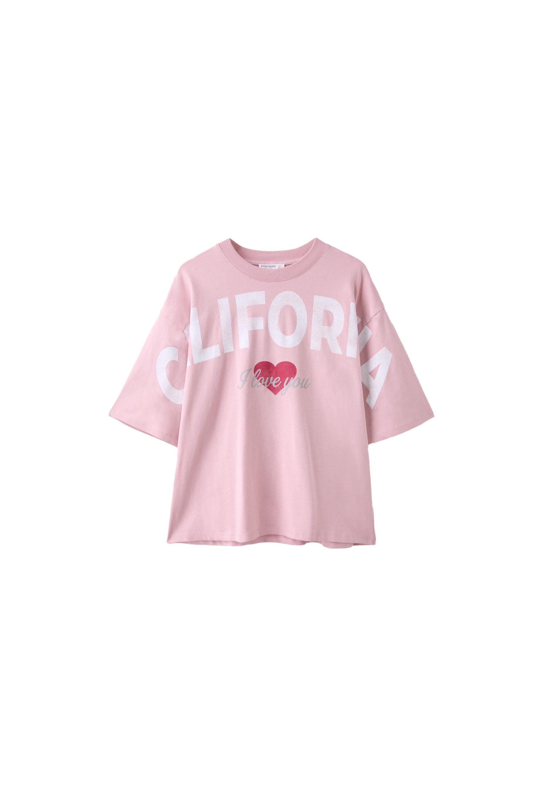 California print T-shirt — Pastel pink