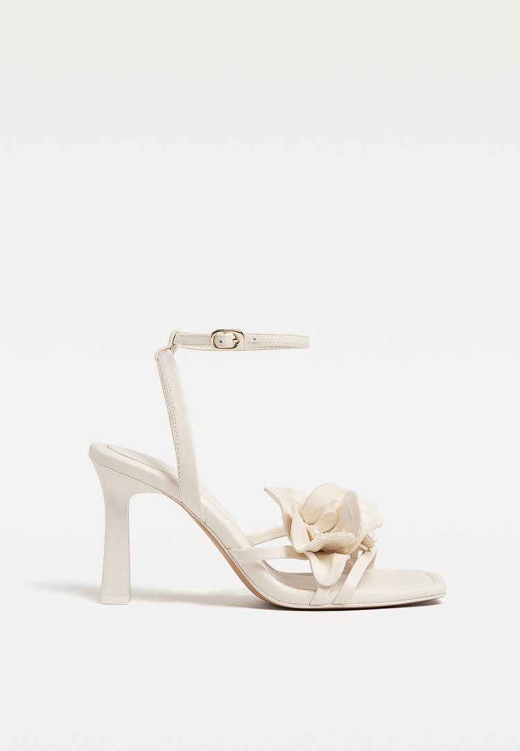 sandalias tacon detalle flor