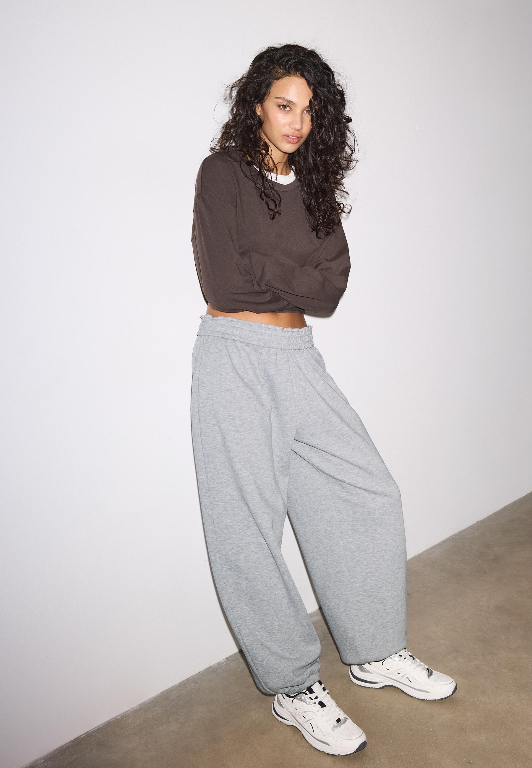 Balloon jogger trousers — Grey melange