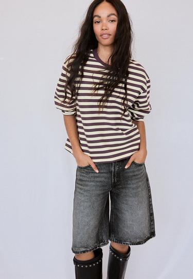 Knit round neck T-shirt — Dark purple 3
