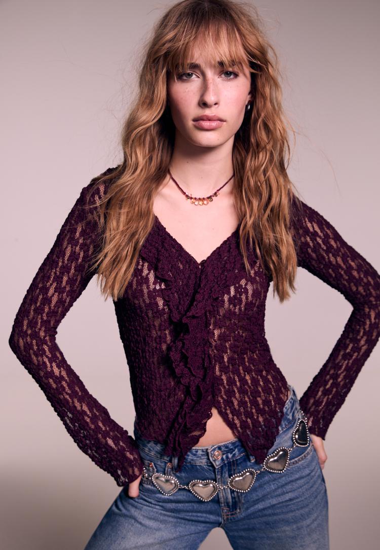 ruffled lace cardigan