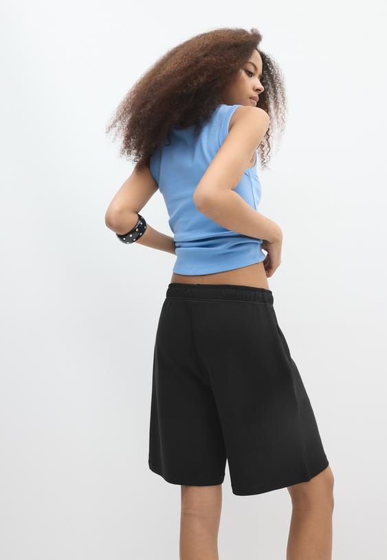 Stradivarius Βερμούδα Φούτερ Acid Wash Μαύρο L