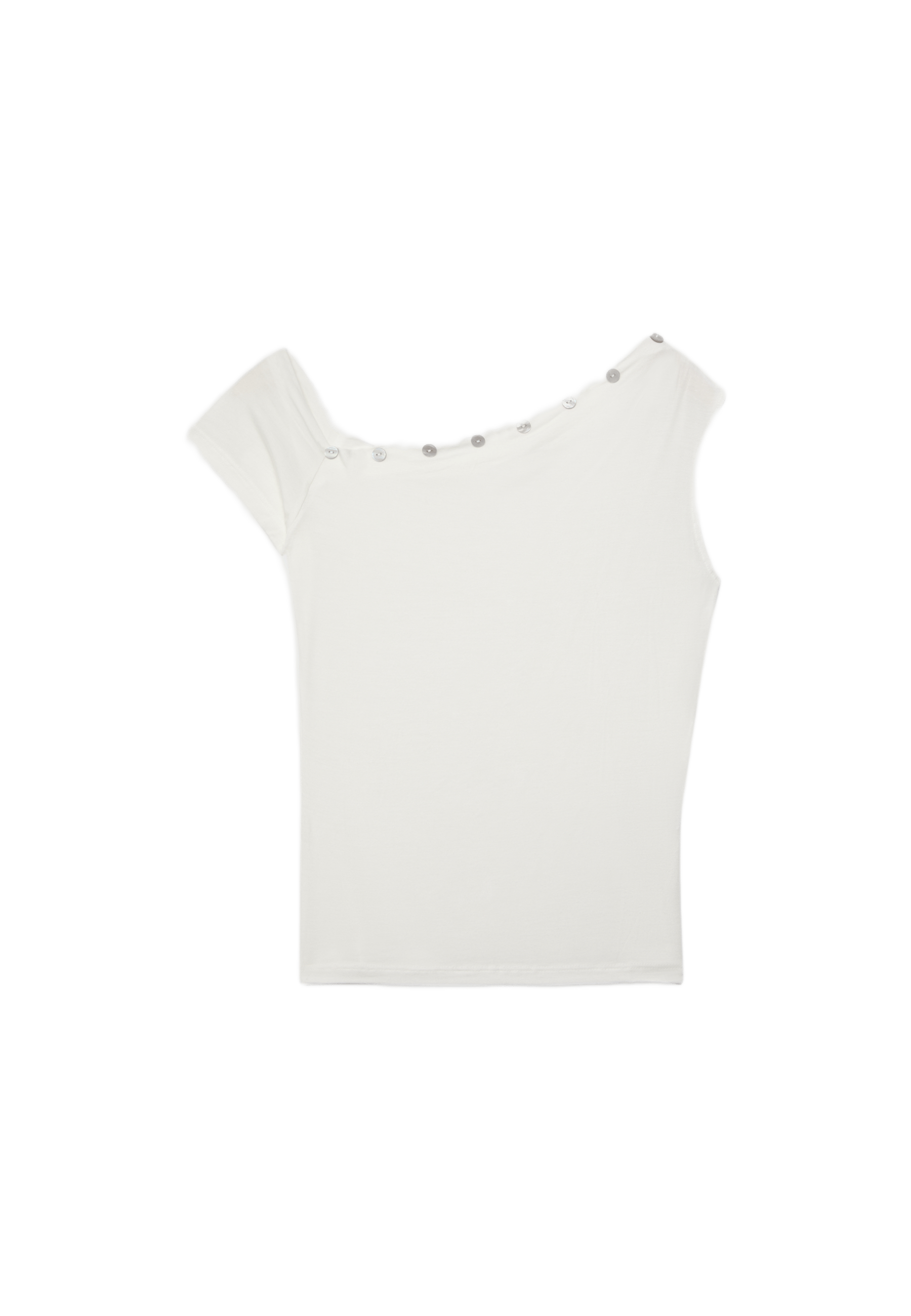 Asymmetric button T-shirt — Ecru