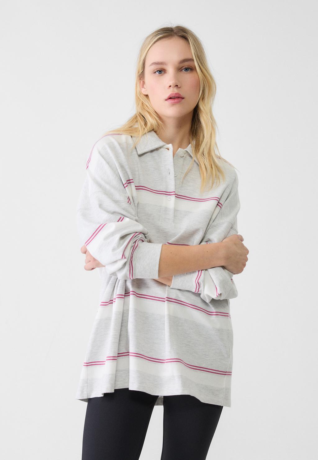 Oversize striped polo T-shirt