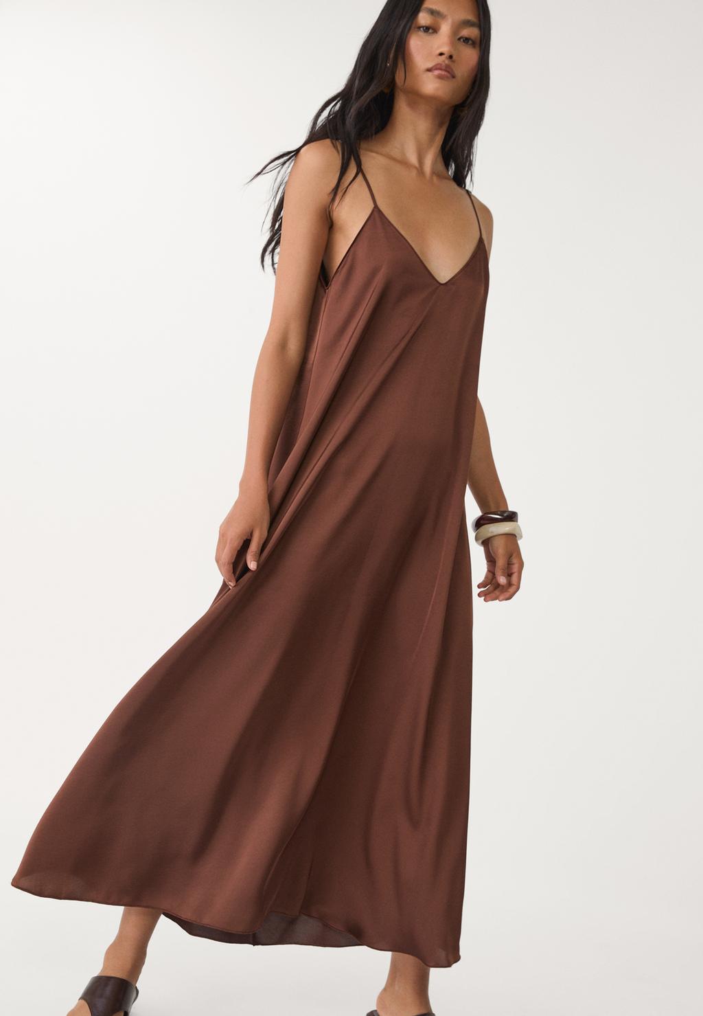 Long flowing satin dress