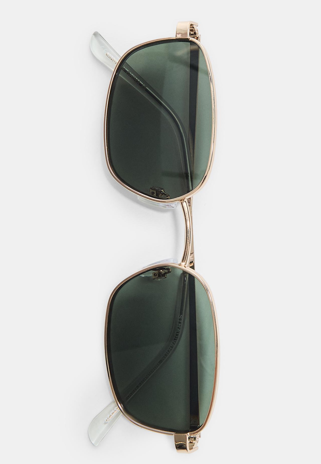 Rectangular metal sunglasses — Gold