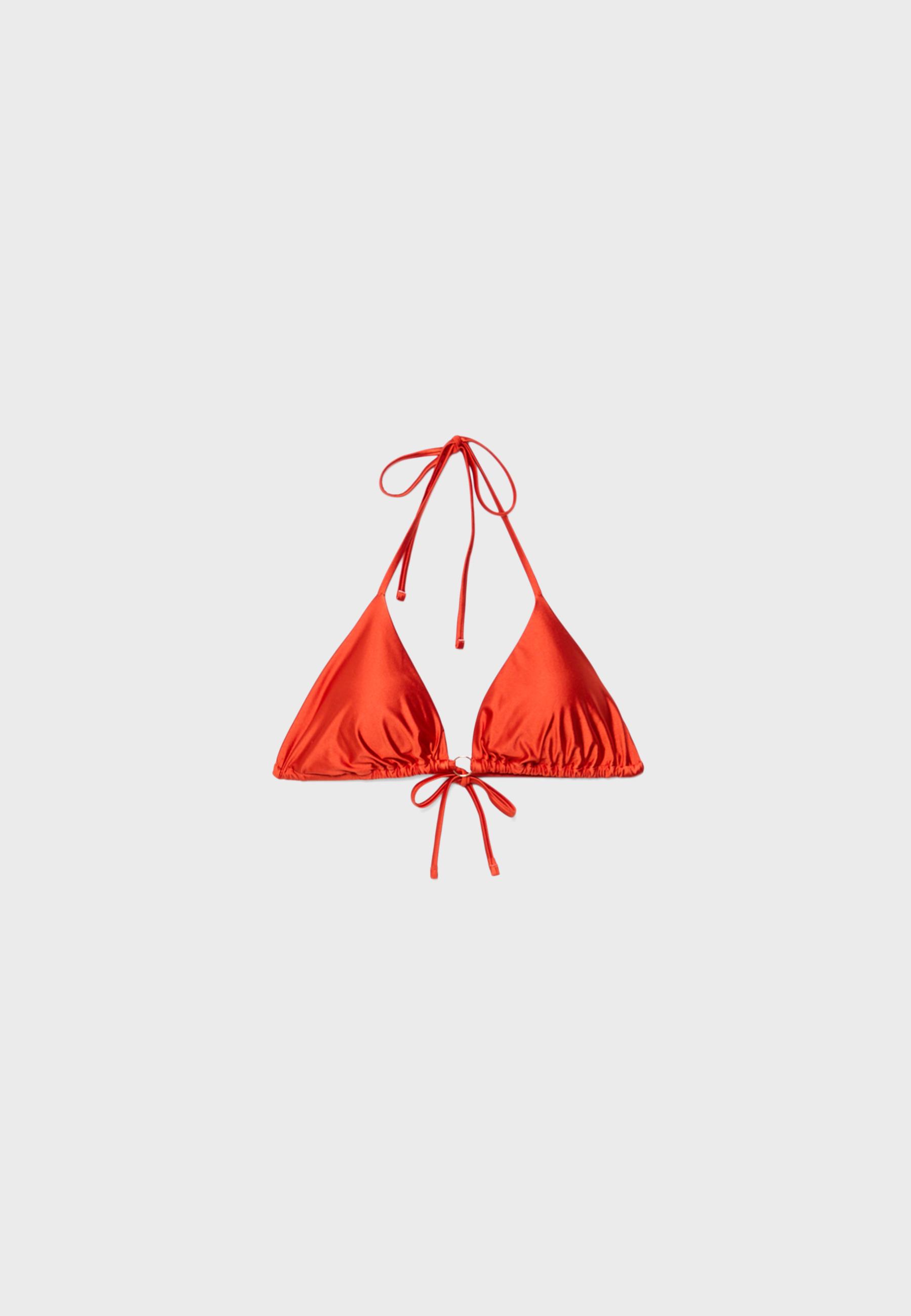 Satin triangle bikini top — Orange