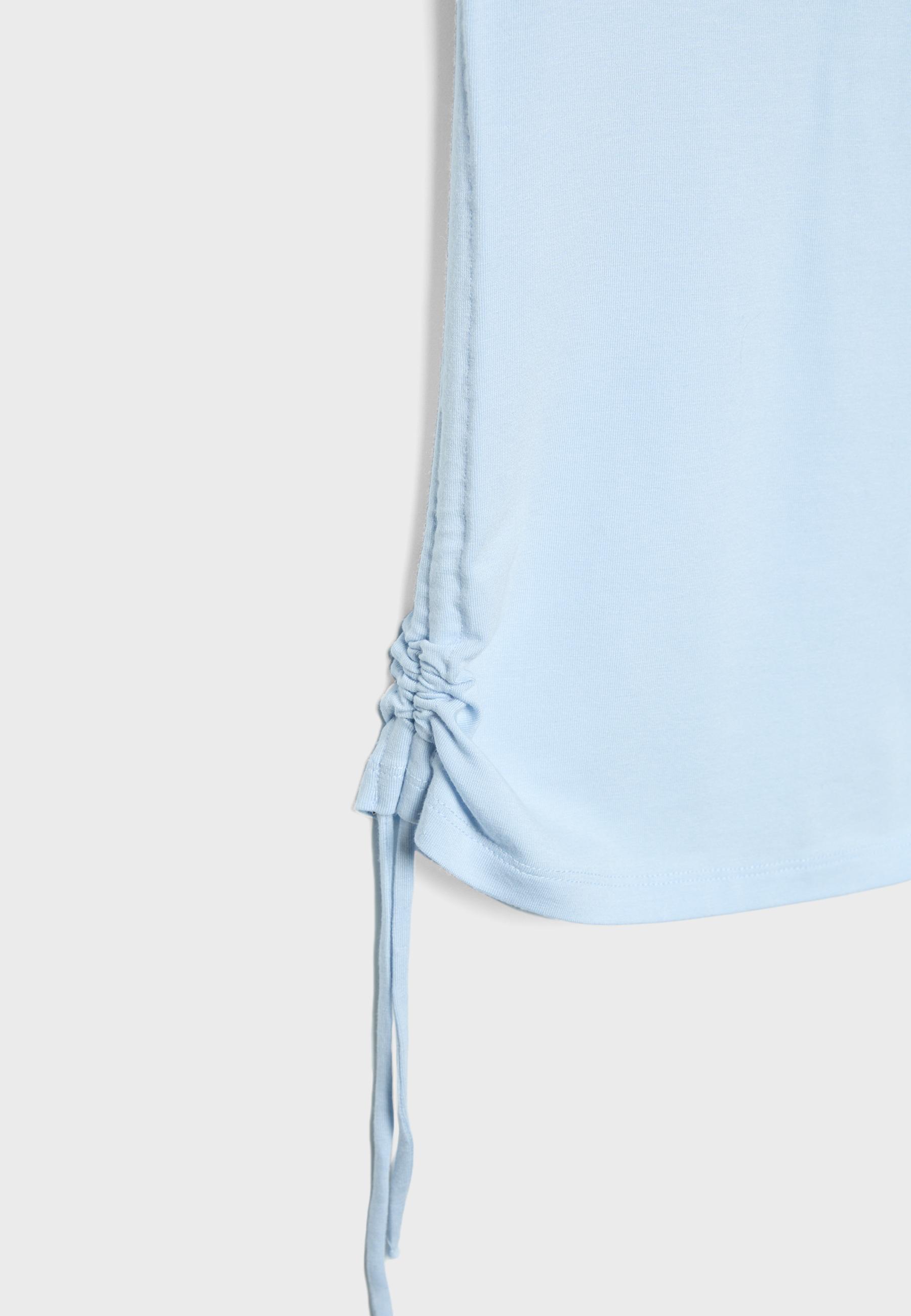 Short sleeve T-shirt with side ruching — Sky blue
