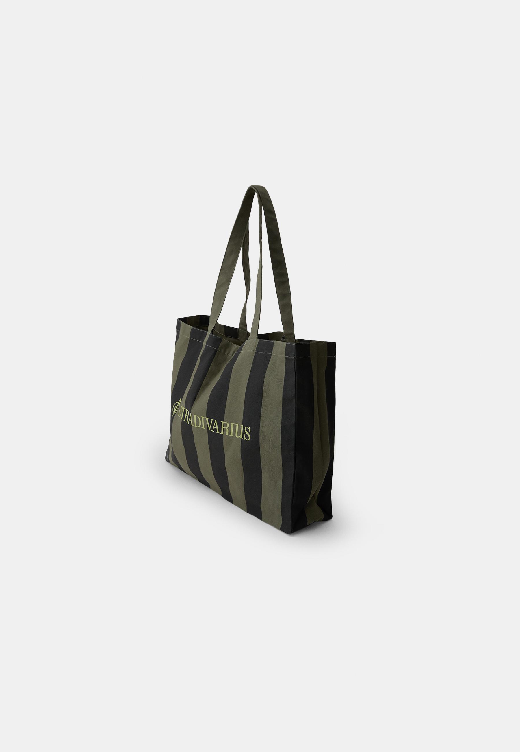 Striped tote bag — Khaki