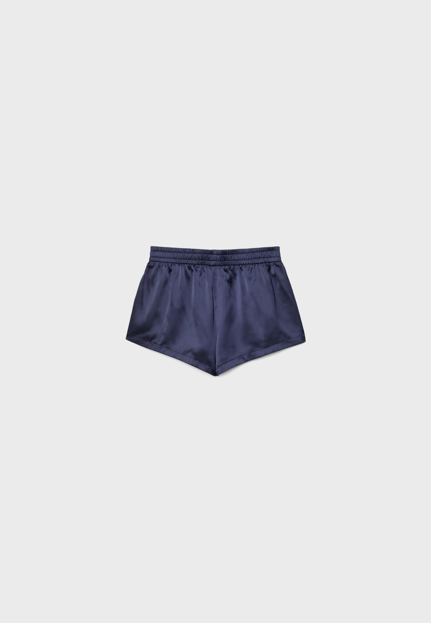 Sateen effect mini shorts — Navy blue