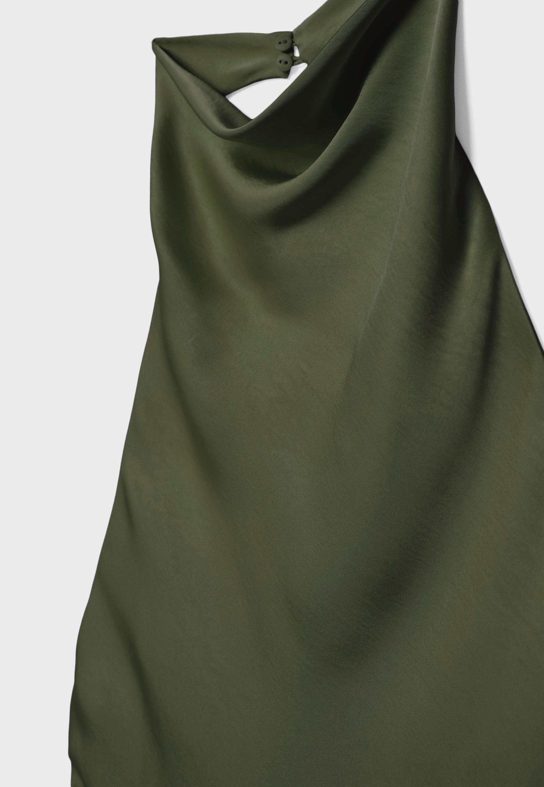 Satin effect halter top — Khaki