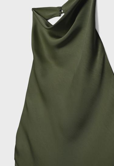 Satin halter top — Khaki 9